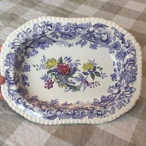 Floral Decorative Platter with Purple and Yellow Accents